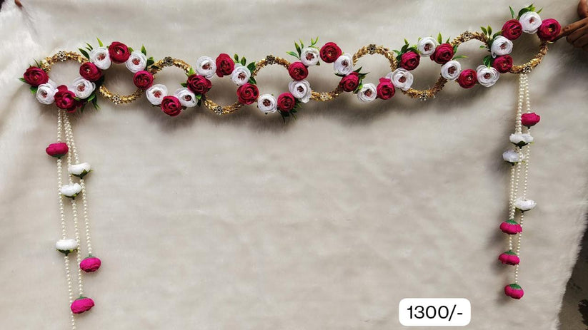 Pearl and colorful rose design bandarwal for wedding and festive door decoration