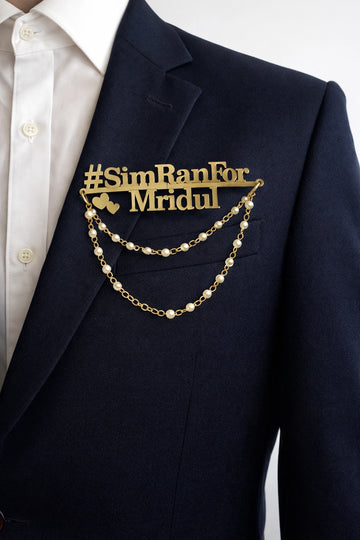 Personalized groom brooch name badge for wedding outfit accessory