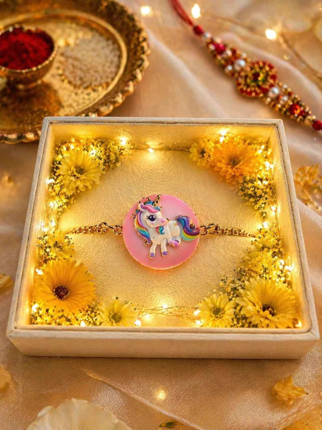 Cute Unicorn Rakhi for Kids – Colorful Cartoon Bracelet Rakhi for Brother