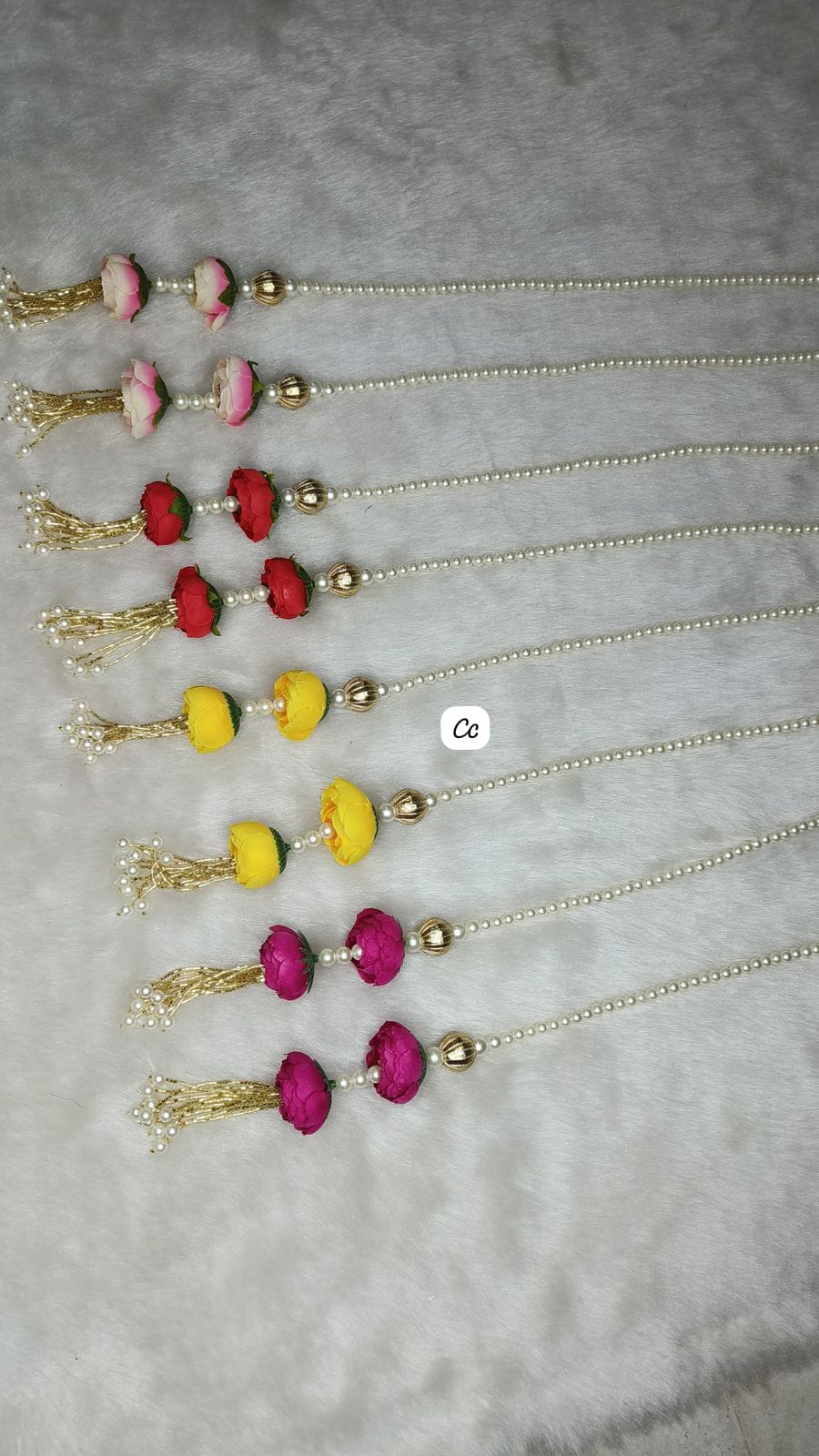 Decorative pearl flower latkan for haldi and mehndi wedding decor