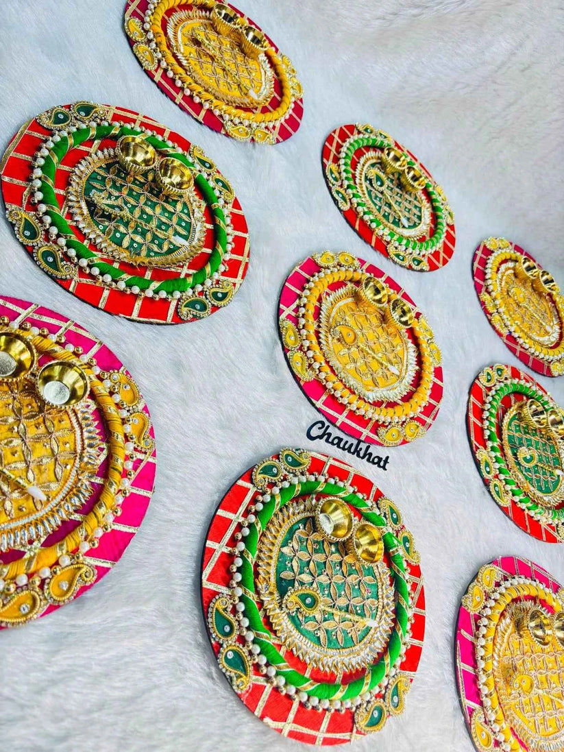 Beautiful roli chawal plate for tilak during Raksha Bandhan and religious puja