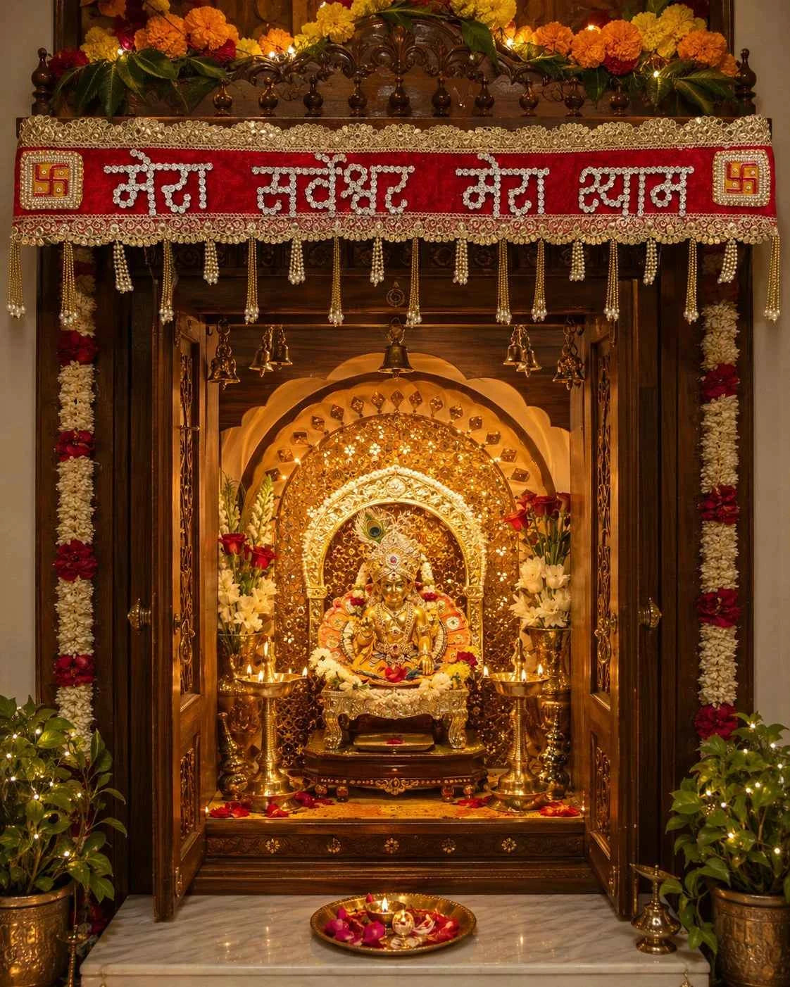 Decorative Shyam Ji Bandarwal with Pearl Hanging 40 Inch for Janmashtami Temple & Pooja Room Decoration