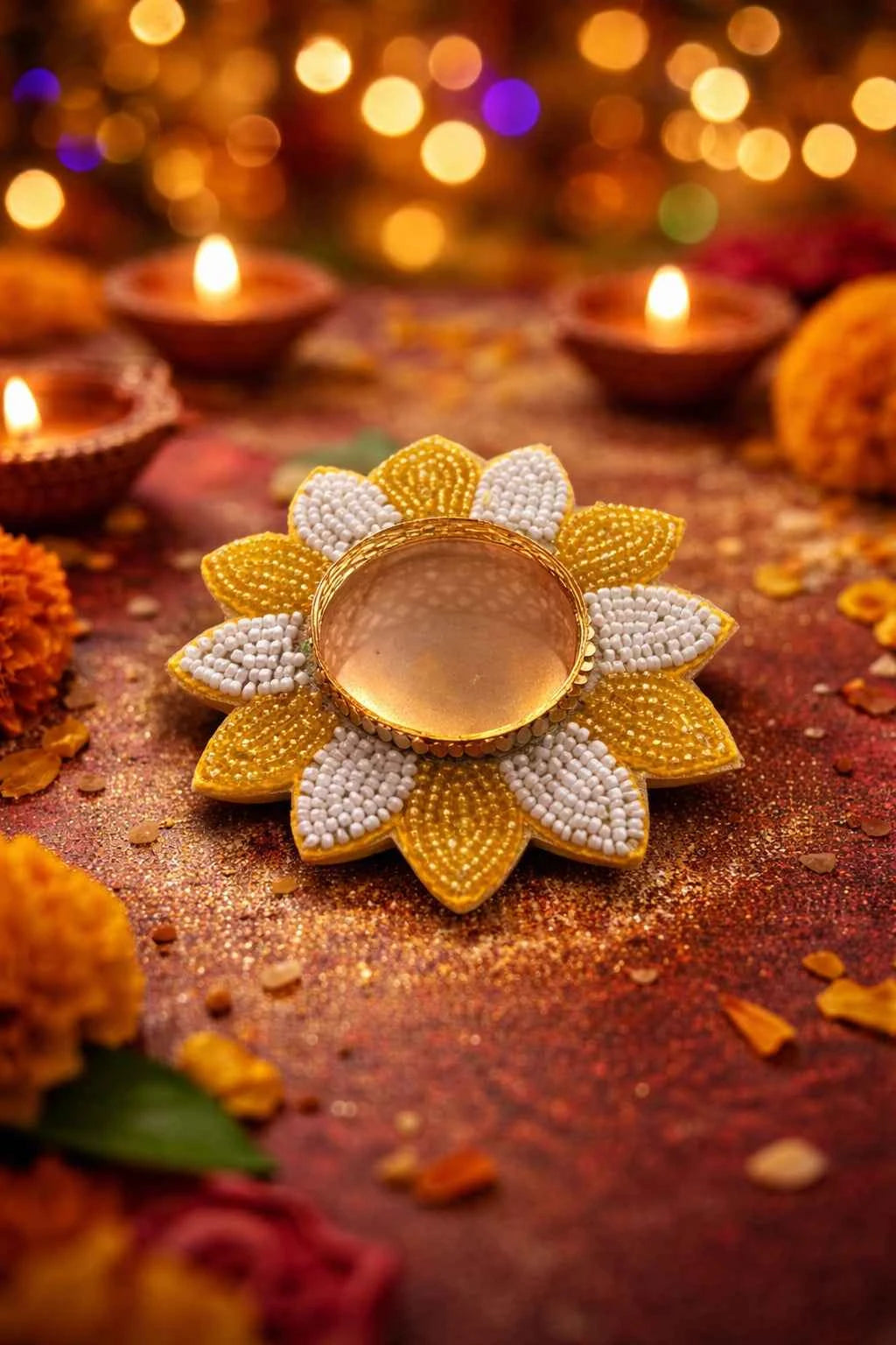Designer Tea Light Candle Holder for Living Room and Mandir Decor