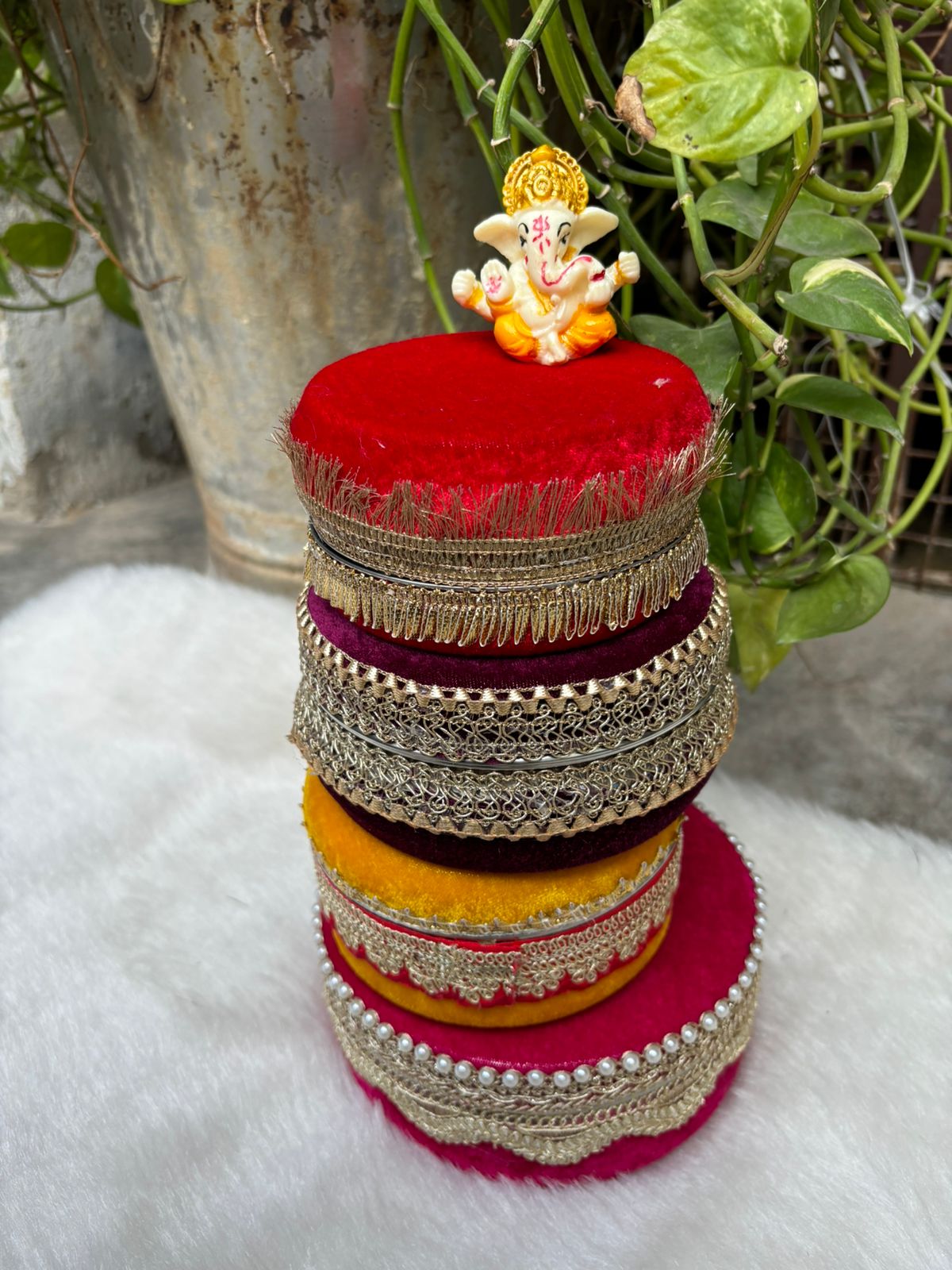 Decorative velvet style box with premium velvet finish for wedding, pooja and festive gifting