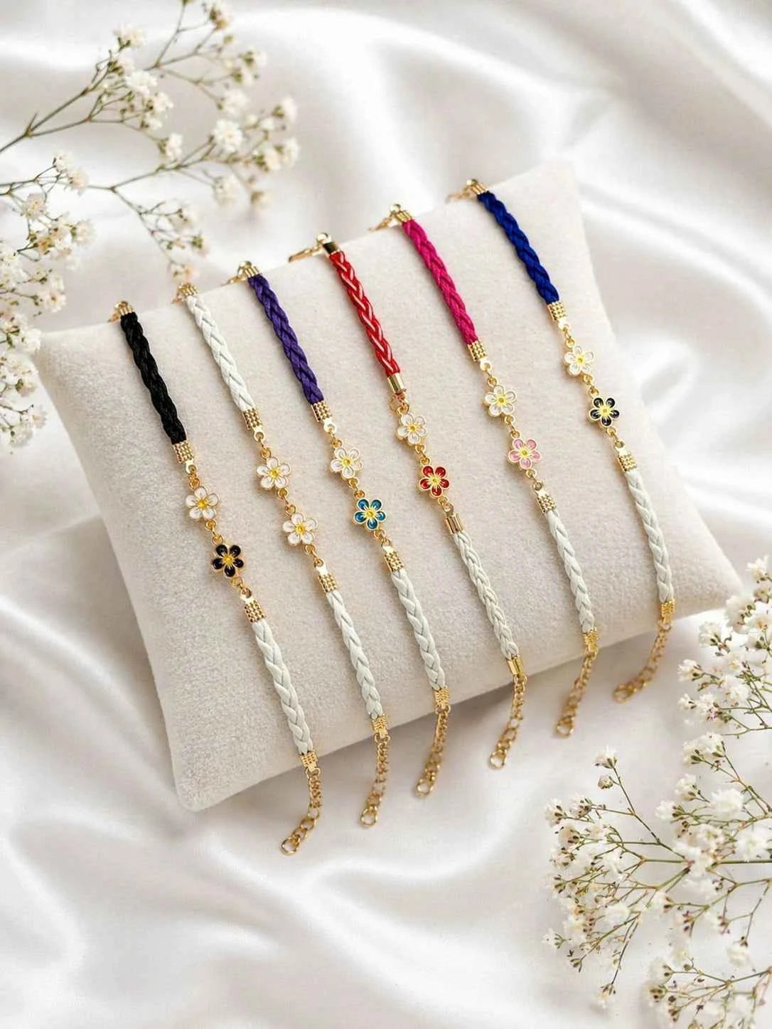 Designer Bracelet Rakhi Set with Floral Charm for Brother | Premium Raksha Bandhan Rakhi Gift Set