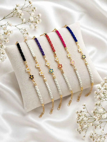 Designer Bracelet Rakhi Set with Floral Charm for Brother | Premium Raksha Bandhan Rakhi Gift Set