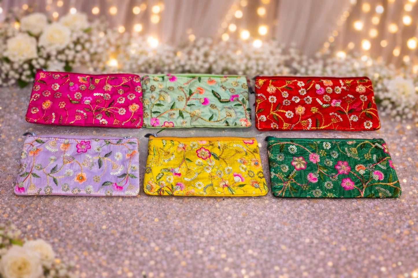Beautiful designer fool pathi work purse ideal for wedding gifting, festive return gifts and traditional occasions