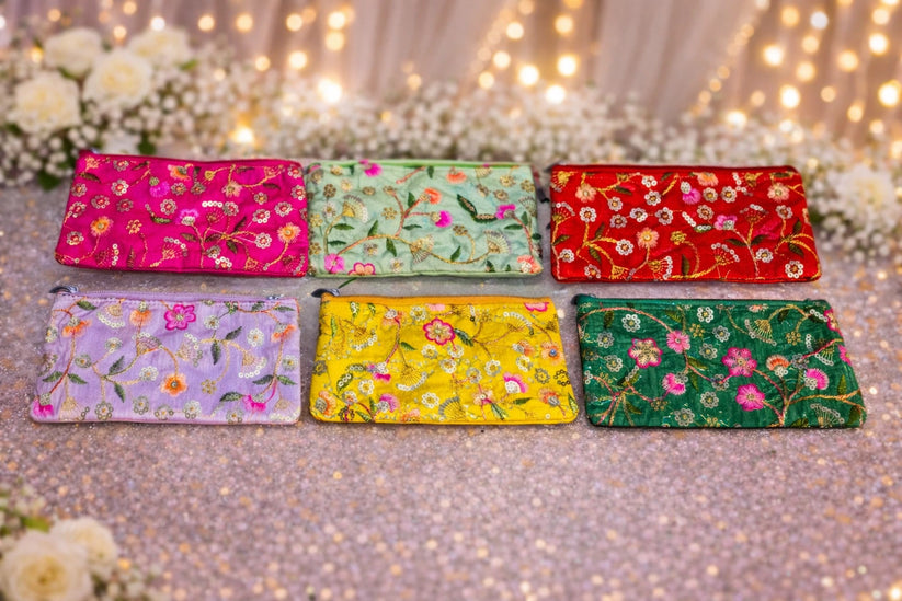 Beautiful designer fool pathi work purse ideal for wedding gifting, festive return gifts and traditional occasions