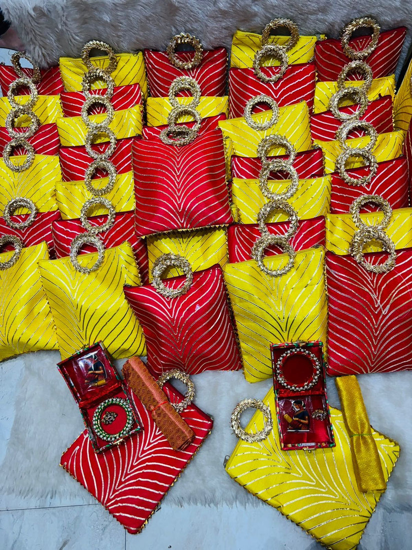 Designer hand pears return gift set with kangan ring haldi kumkum and comb packed in gift box