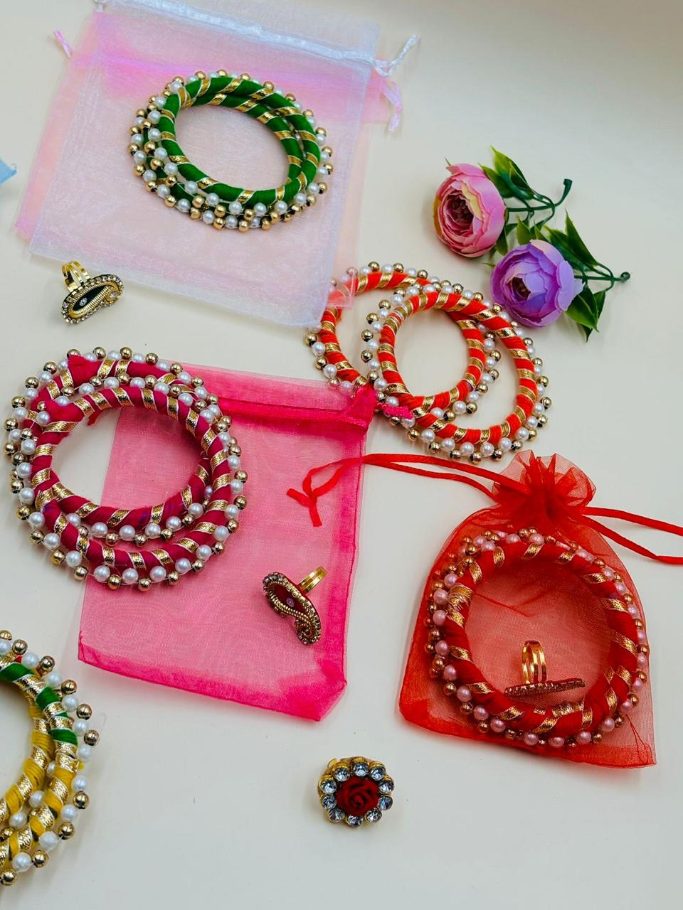 Designer kangan and ring set with potli for wedding and festive gifting