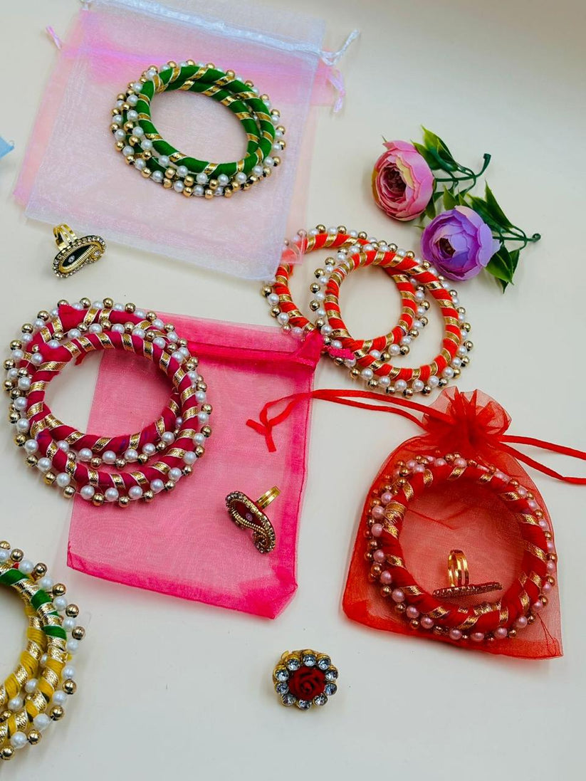 Designer kangan and ring set with potli for wedding and festive gifting