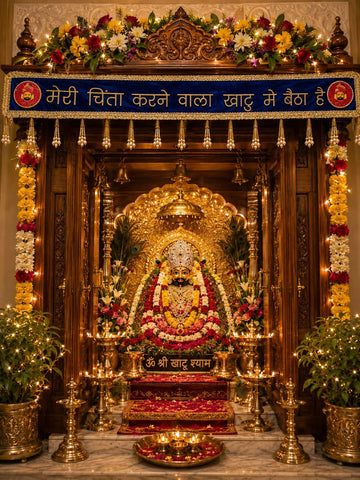 Khatu Shyam mandir bandarwal with decorative pearl latkan hanging for temple entrance