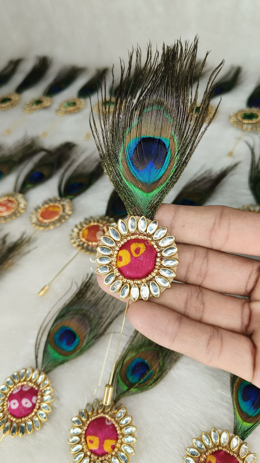 Peacock feather brooch for wedding safa and turban