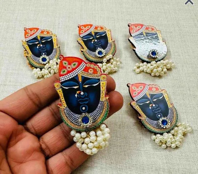 Designer Shreenathji Lapel Pin for Wedding