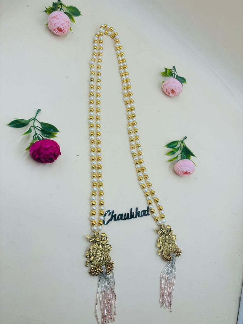 Wedding swagat phatka mala with Radha Krishna design and pearl work