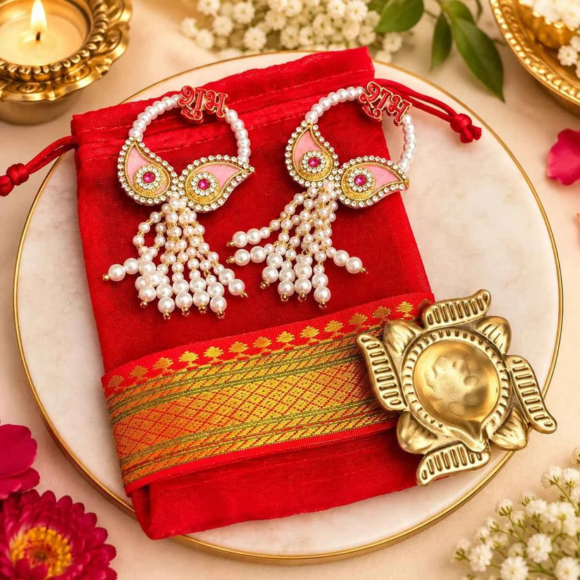 Diwali Small Hamper with Shubh Labh & Swastik Diya in Potli | Diwali Pooja Gift