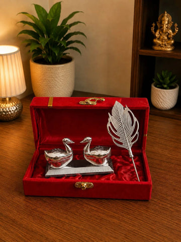 Duck Tilak Chopda Set in velvet gift box for Diwali pooja