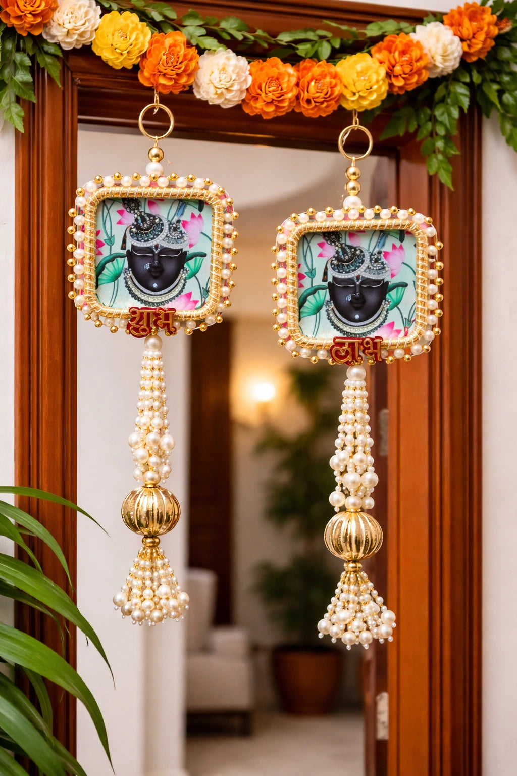 Decorative Buddha Shubh Labh wall hanging for main door