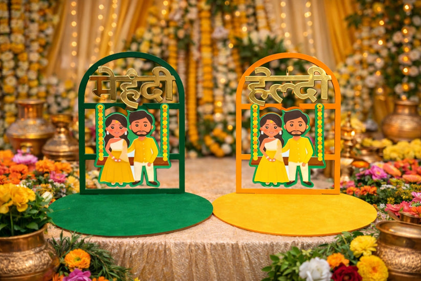 Elegant haldi mehndi platter for Indian wedding ceremony decoration