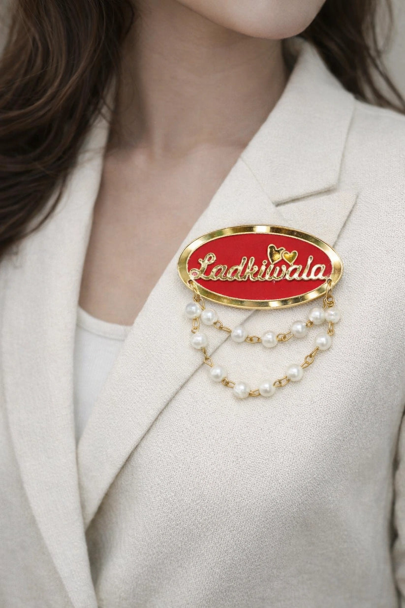 Ladkiwale brooch for wedding function with traditional gold finish