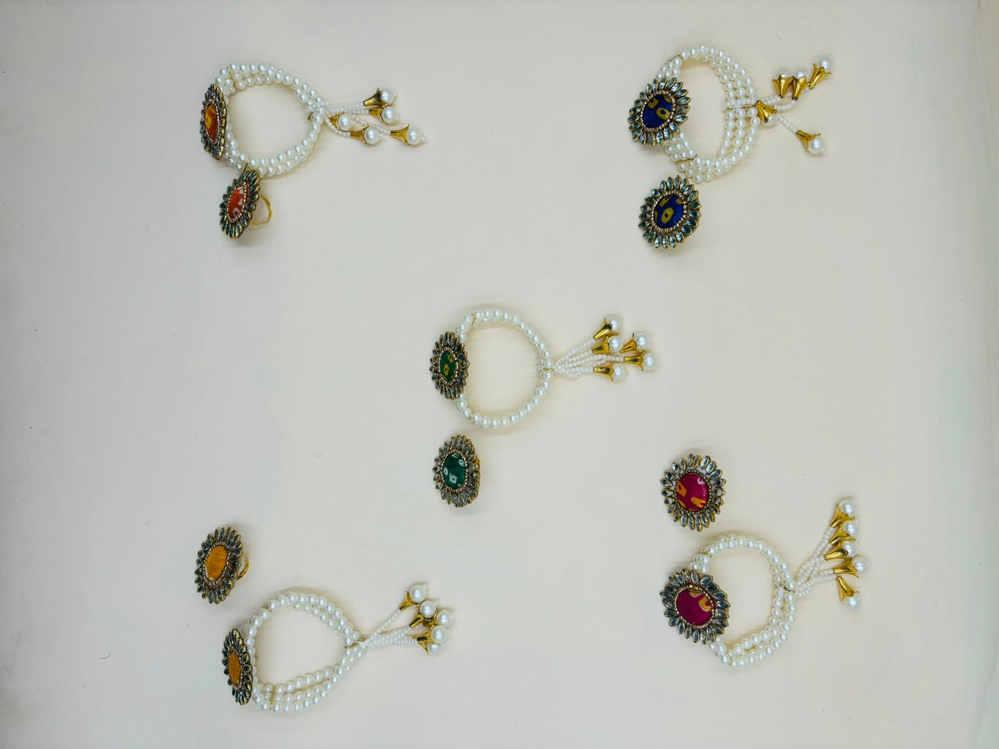 Elegant pearl bracelet and kundan ring combo perfect for festive wear and gifting