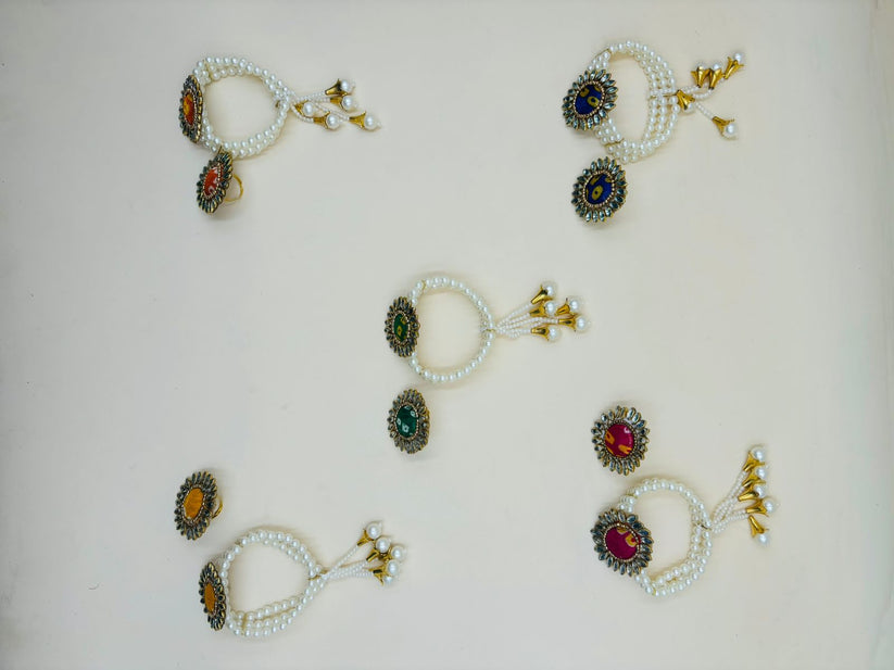 Elegant pearl bracelet and kundan ring combo perfect for festive wear and gifting