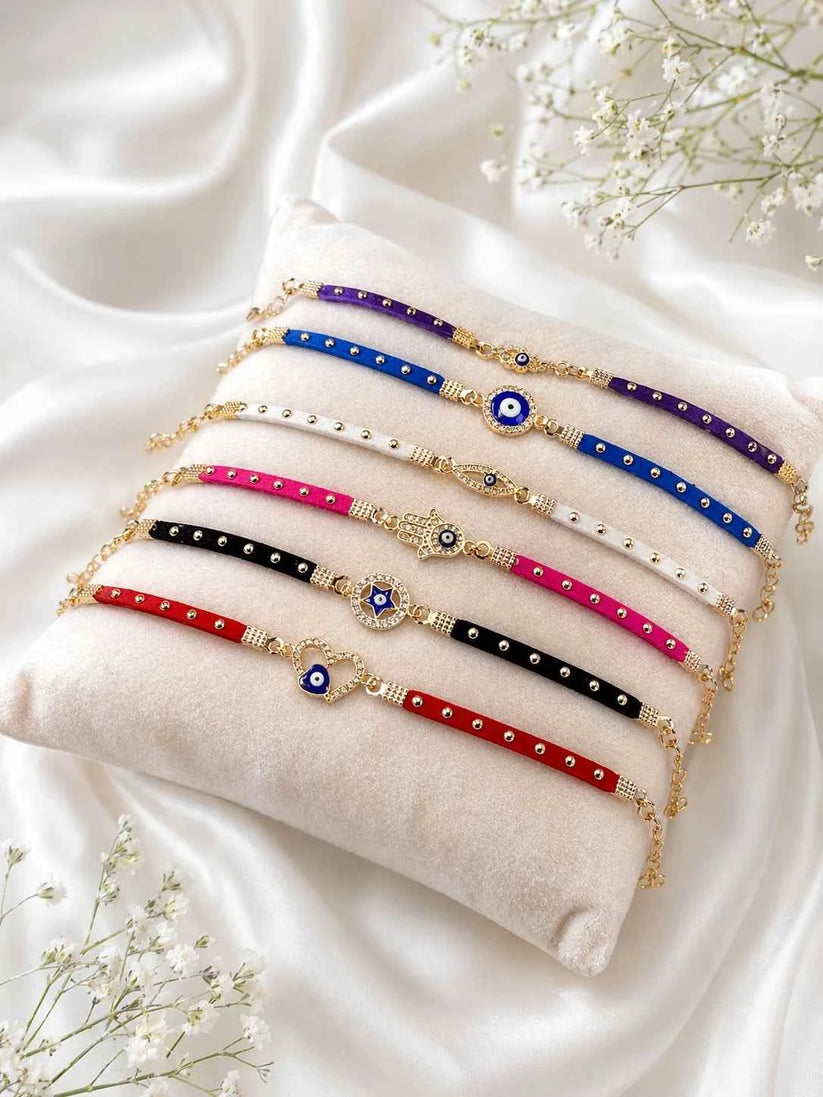 Evil Eye Bracelet Rakhi for Brother with Golden Chain | Designer Rakhi Gift for Raksha Bandhan