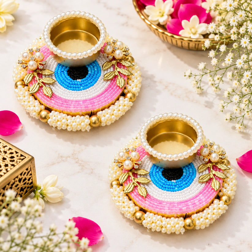 Evil eye decorative tea light candle holder for Diwali, pooja and home decor
