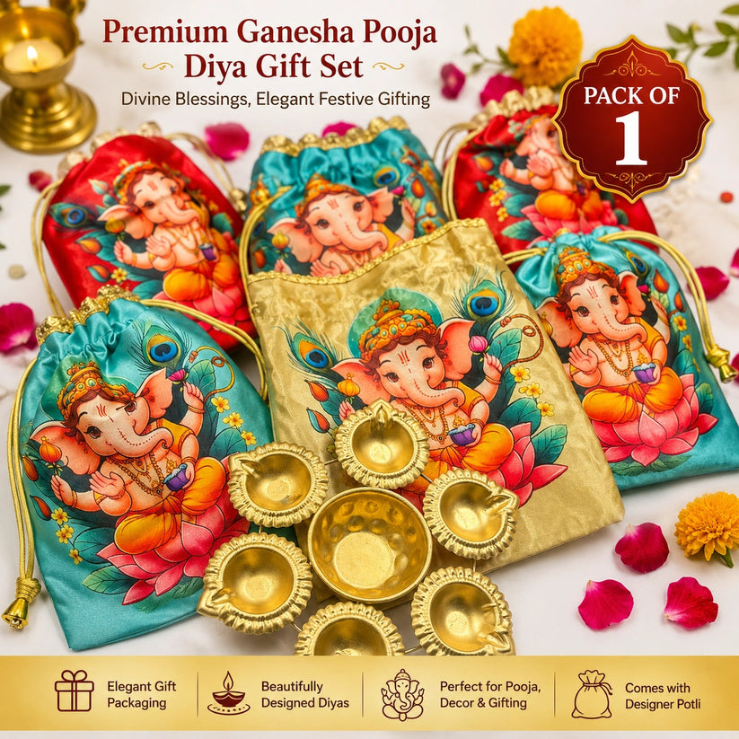 Ganesh Ji potli with decorative urli gift set for Ganesh Chaturthi pooja and festive return gifting