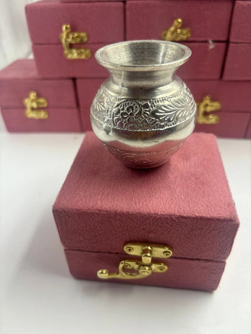 premium german silver kalash in velvet box for mandir and gifting