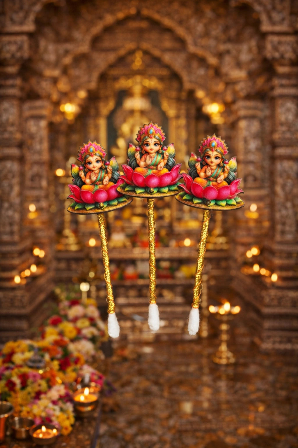 Goddess Lakshmi tilak stick used for applying roli chawal during pooja and festive rituals
