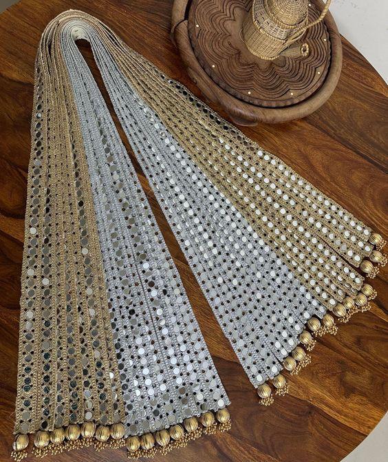 Golden and silver design mirror work barat swagat phatka used for traditional Indian wedding welcome