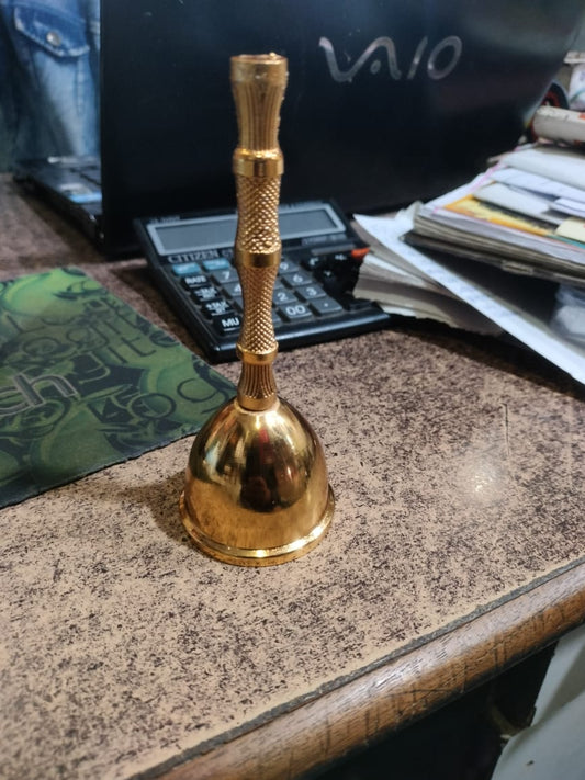 Traditional handcrafted brass bell used for pooja, aarti, and home temple rituals