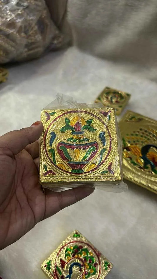 Traditional Meenakari Pooja Chowki Bajot for Festivals & Home Temple