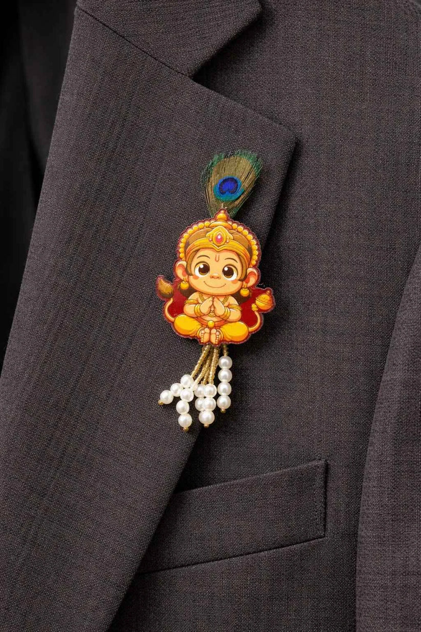 Bajrangbali Hanuman Brooch Pin for Kurta, Sherwani & Blazer