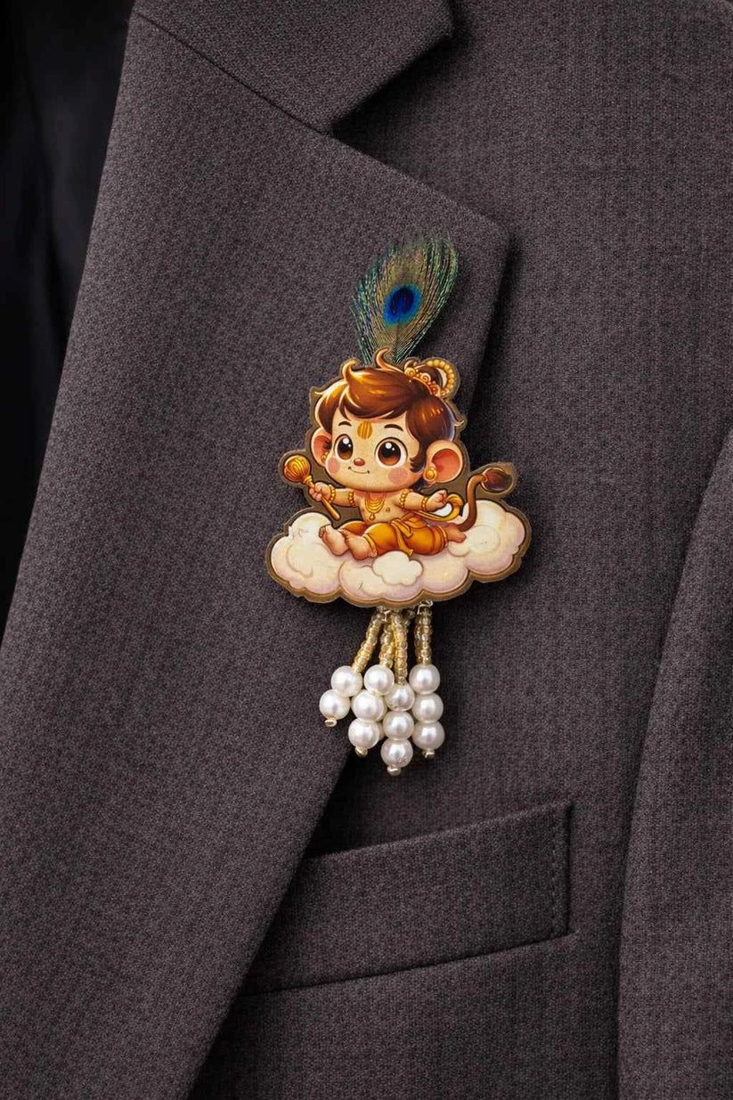 Hanuman Jayanti Bajrangbali Brooch Pin for Kurta, Saree & Blazer