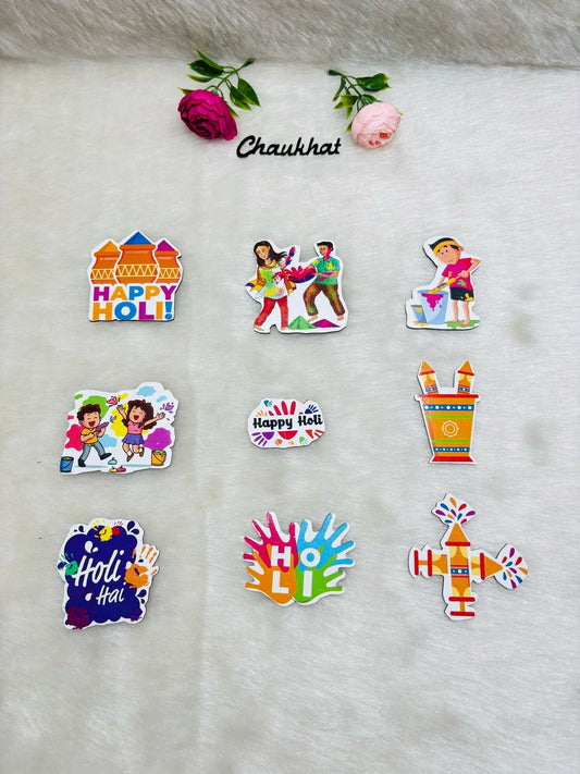 Happy Holi MDF wooden tags for Holi gift hampers and festive decoration
