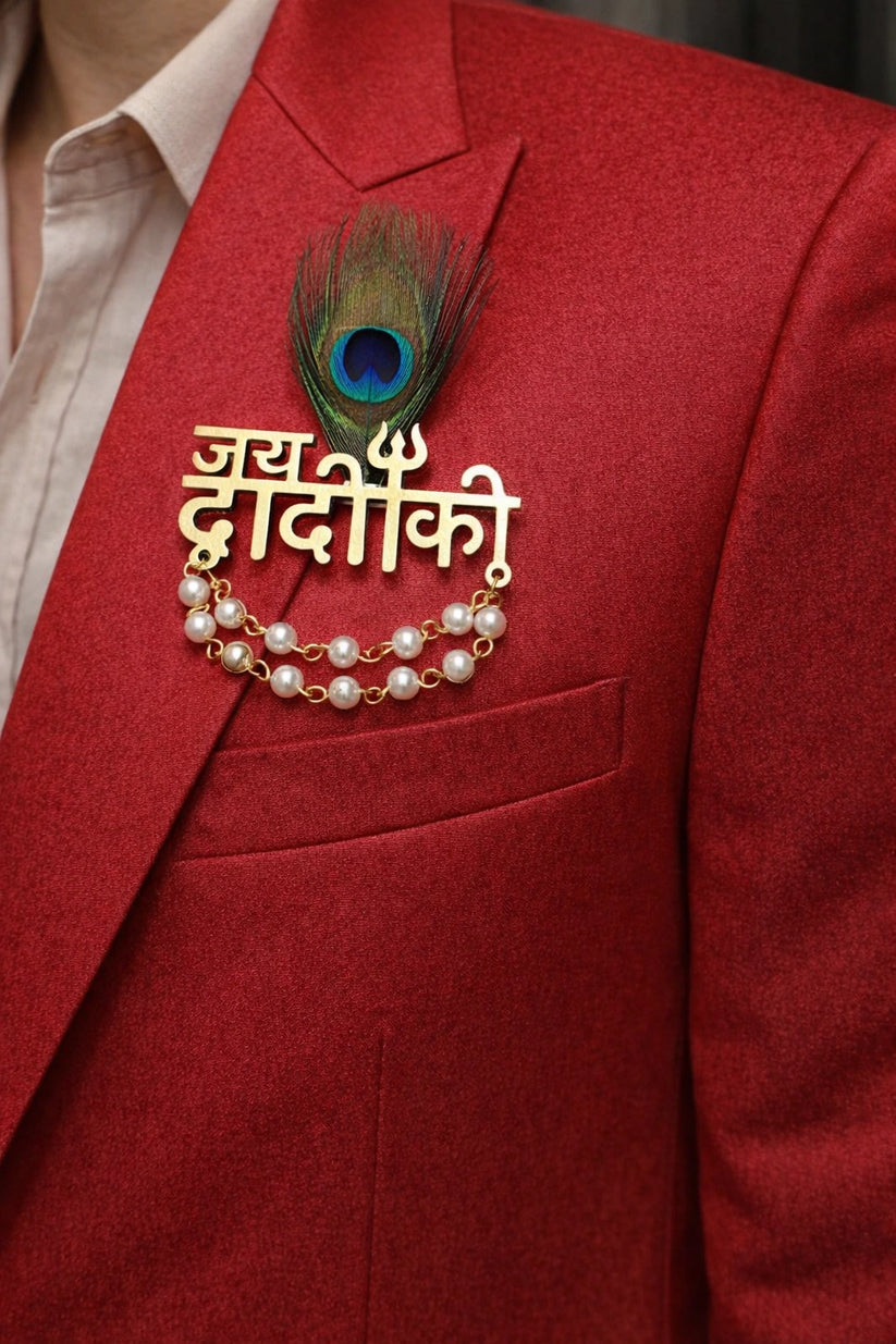 Devotional Jai Dadi Ki brooch for men blazer and kurta