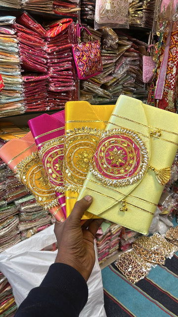 Handmade Jaipuri gota patti patch work clutch purse for wedding and festive gifting