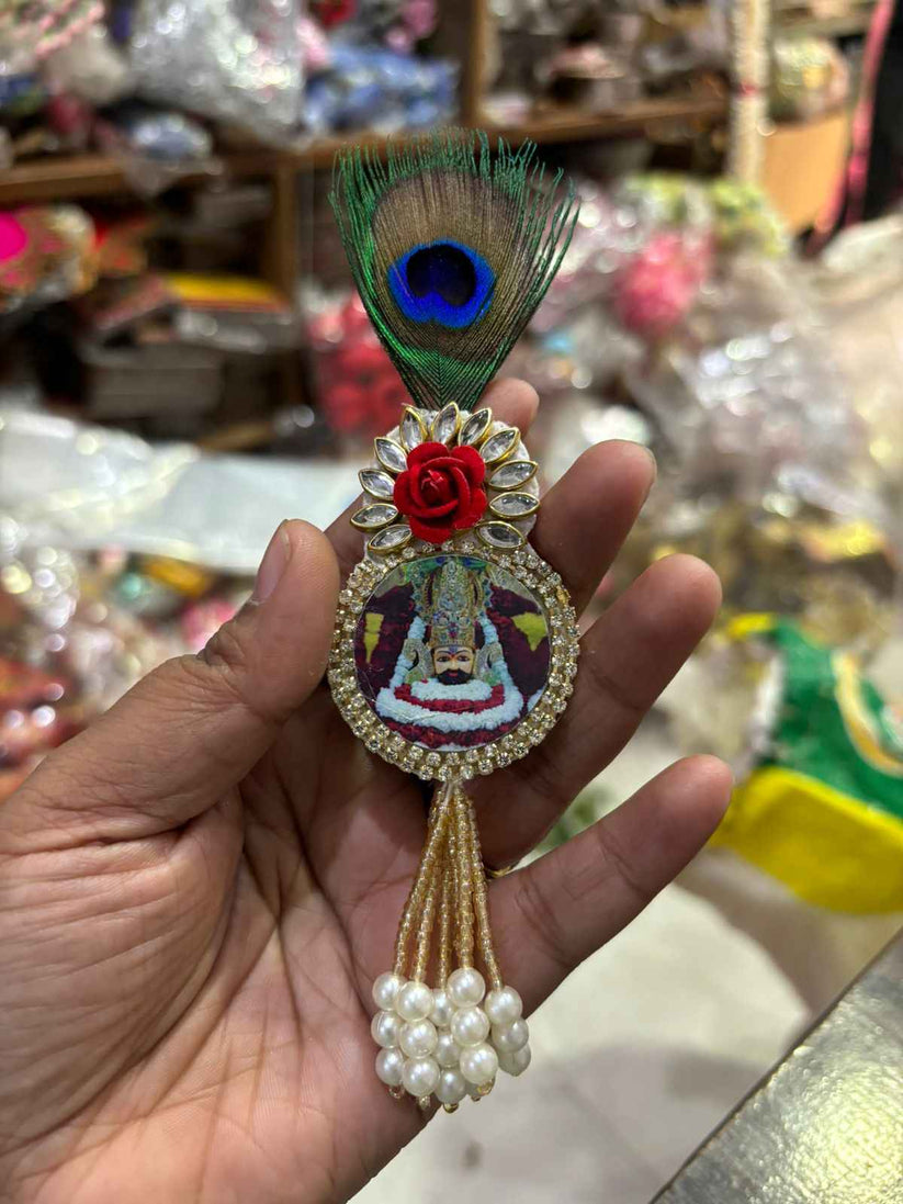 Gold finish Khatu Shyam Ji religious brooch for blazer and sherwani