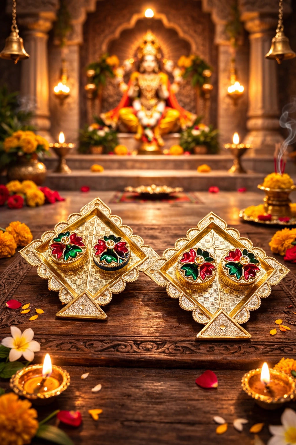 Traditional kite design roli chawal plate used for wedding tilak and pooja rituals