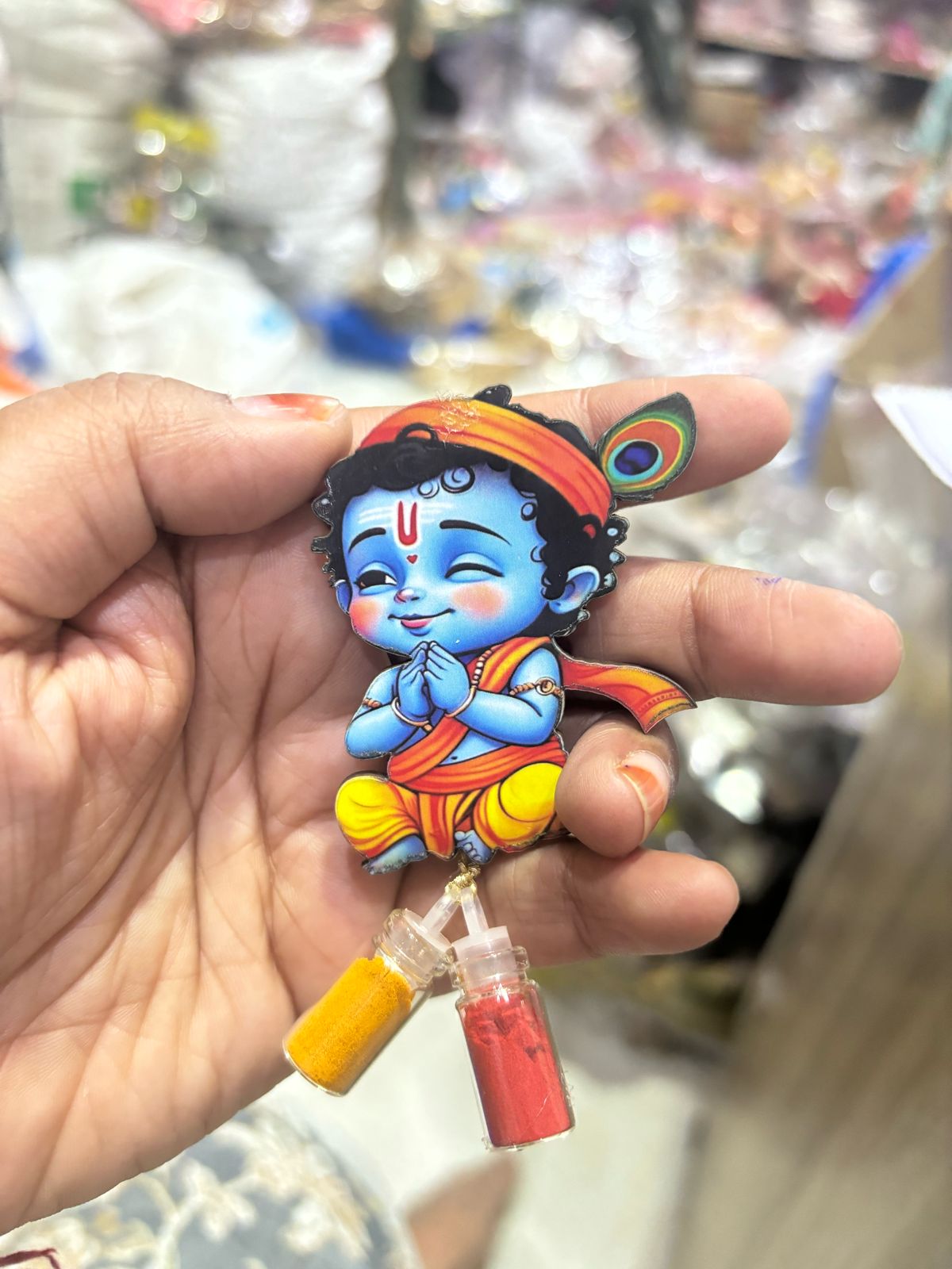 Krishna design hildi kumkum set for pooja, haldi kumkum rituals, return gifts, and festive ceremonies