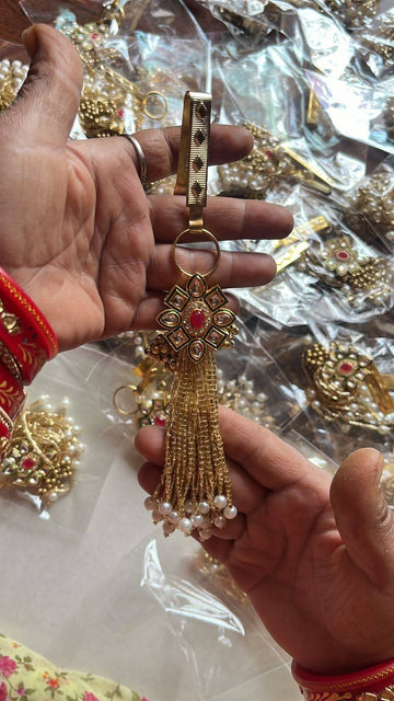 Kundan pearl latkan satka used for wedding gift hampers and bridal return gifts
