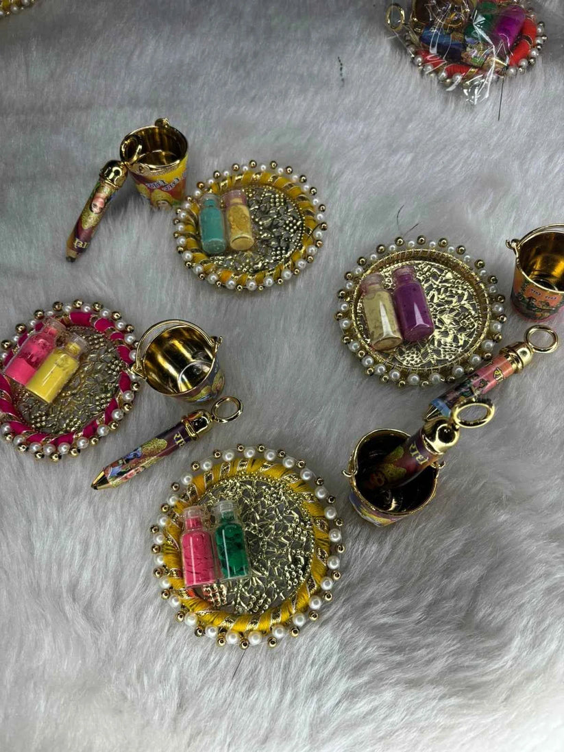 Krishna Holi Celebration Set with Balti, Pichkari and Gulal Bottles
