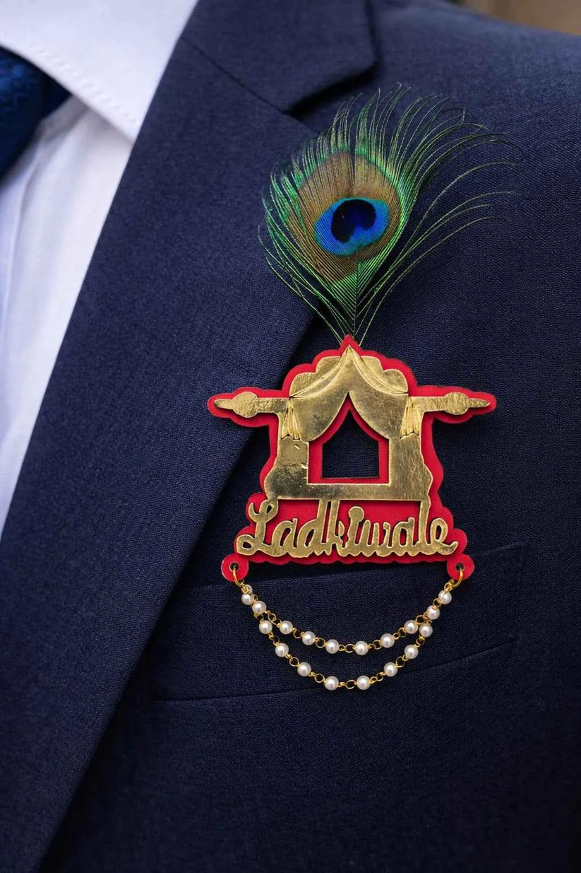 Ladkiwale Brooch for Wedding Function – Premium Wedding Badge for Bride Side Guests, Stylish Brooch for Haldi Mehendi Sangeet Ceremony