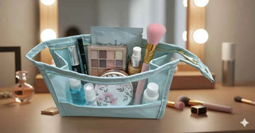 Stylish Leather Finish Cosmetic Pouch Travel Makeup Bag for Women