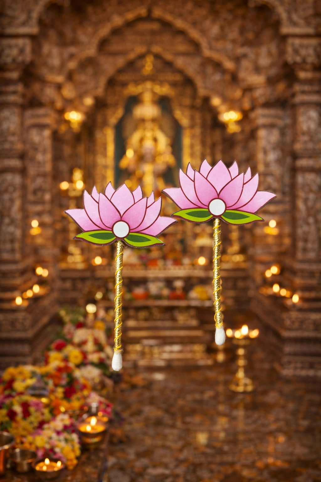Decorative lotus tilak stick for temple rituals, festivals, and daily spiritual ceremonies