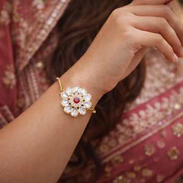 Luxury kundan stone bracelet designed for traditional Indian outfits and festive occasions