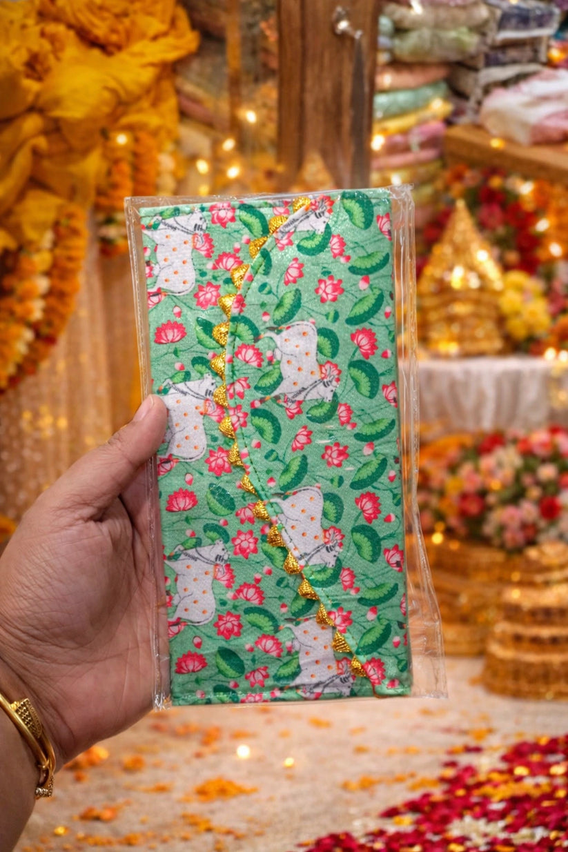 Luxury Pichwai printed wedding envelope for gifting cash and shagun