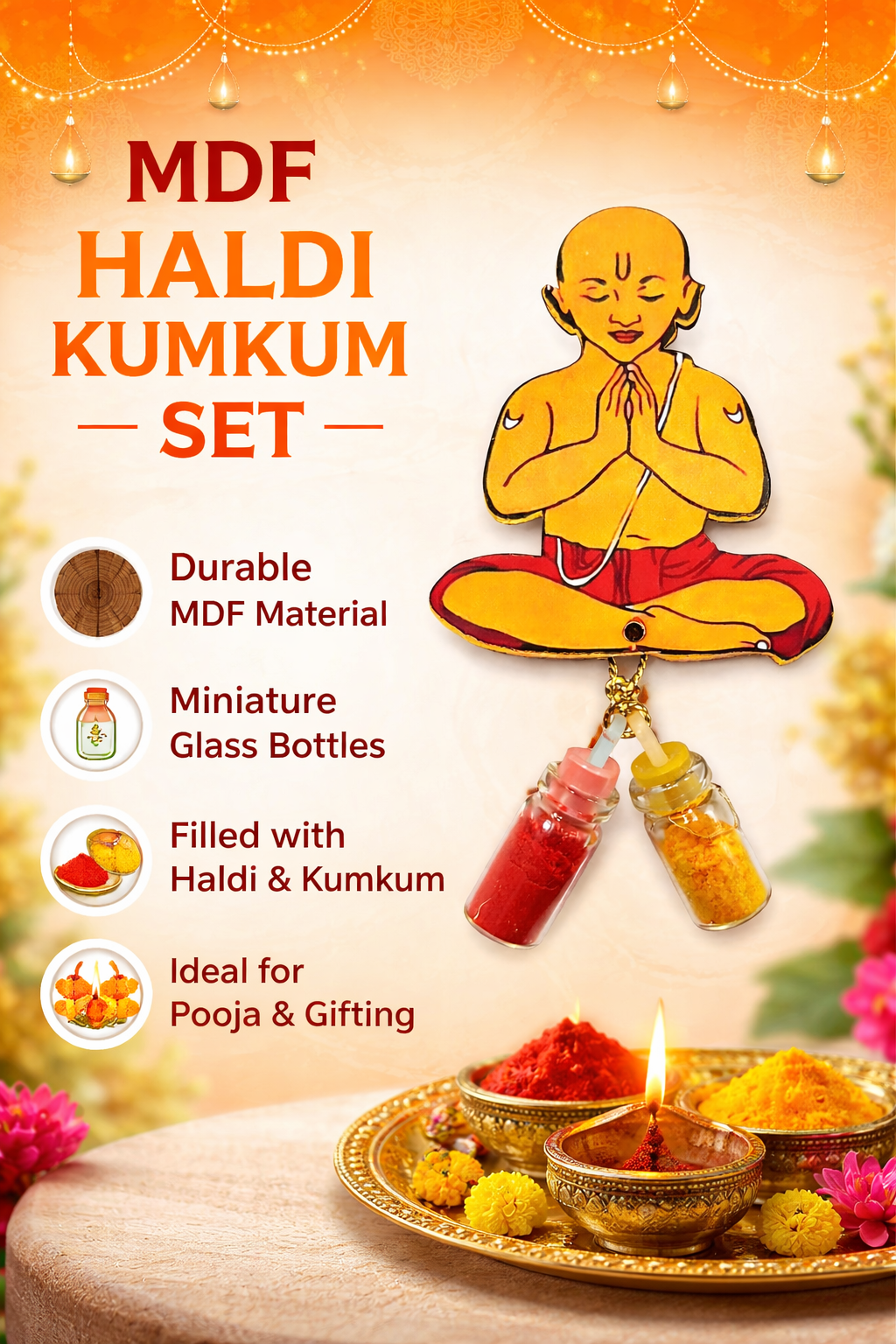 Classic Wooden Haldi Kumkum for Auspicious Rituals